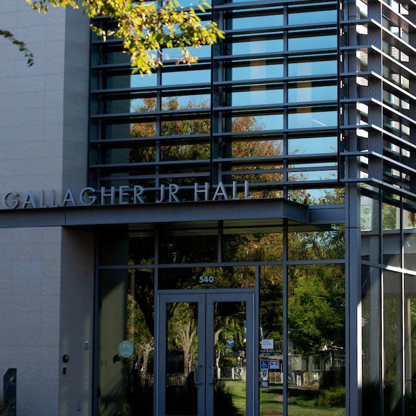 The front entrance to Gallagher Hall at the TV Graduate School of Management