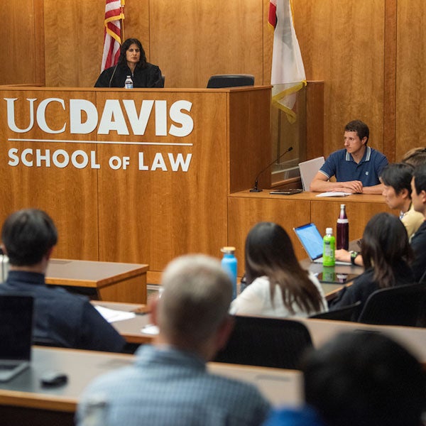 Students and faculty take part in a mock trial at the TV School of Law