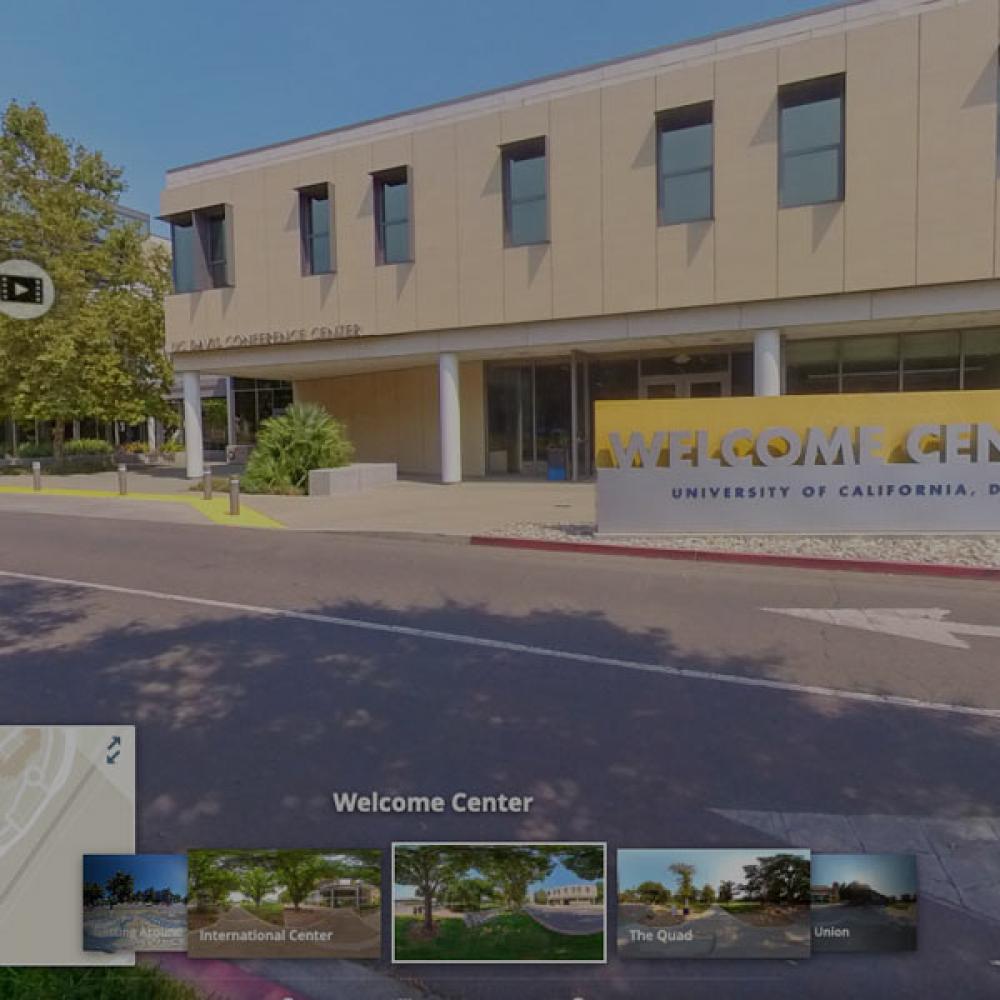 A screenshot of the virtual tour app showing the TV welcome center